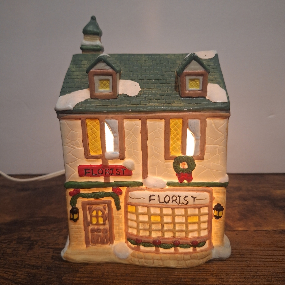 Christmas village Noma Rex & Lee Florist 2-story Lighted From 1991 Tested Vintag